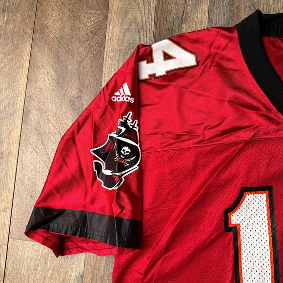 Vintage Tampa Bay Buccaneers Jersey Men's Large Red Adidas Brad Johnson 5663‎ - Picture 4 of 10